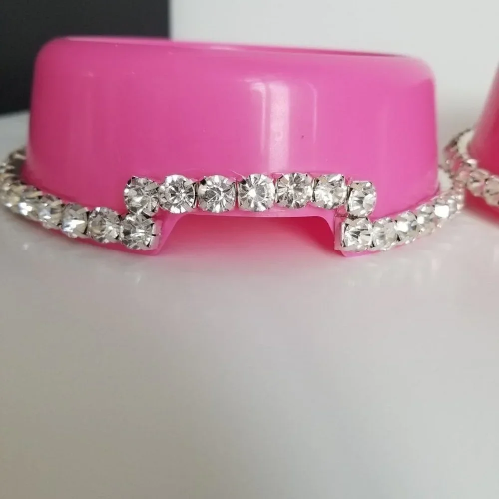 Pink bling rhinestone pet bowls